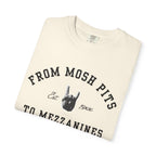 From Mosh Pits To Mezzanines Varsity Tee on Comfort Colors