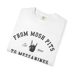 From Mosh Pits To Mezzanines Varsity Tee on Comfort Colors