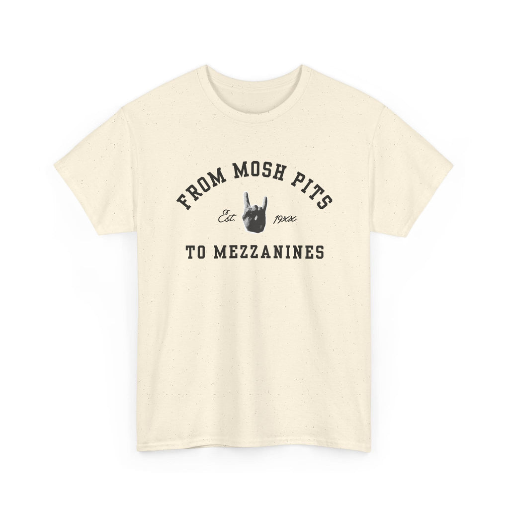 From Mosh Pits To Mezzanines Varsity Tee S / Natural