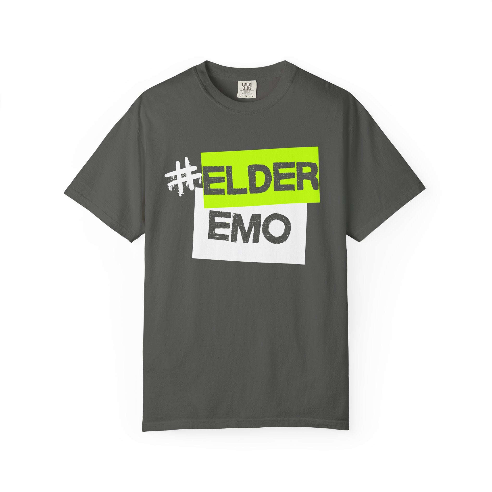 hashtag elder emo Tee on Comfort Colors Pepper / S
