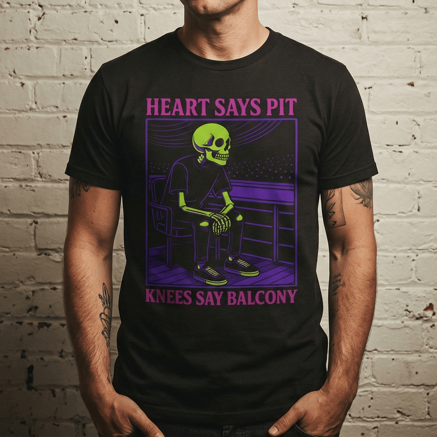 Heart Says Pit, Knees Say Balcony Neon Edition Tee