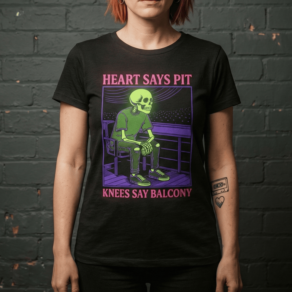 Heart Says Pit, Knees Say Balcony Neon Edition - Women's Tee