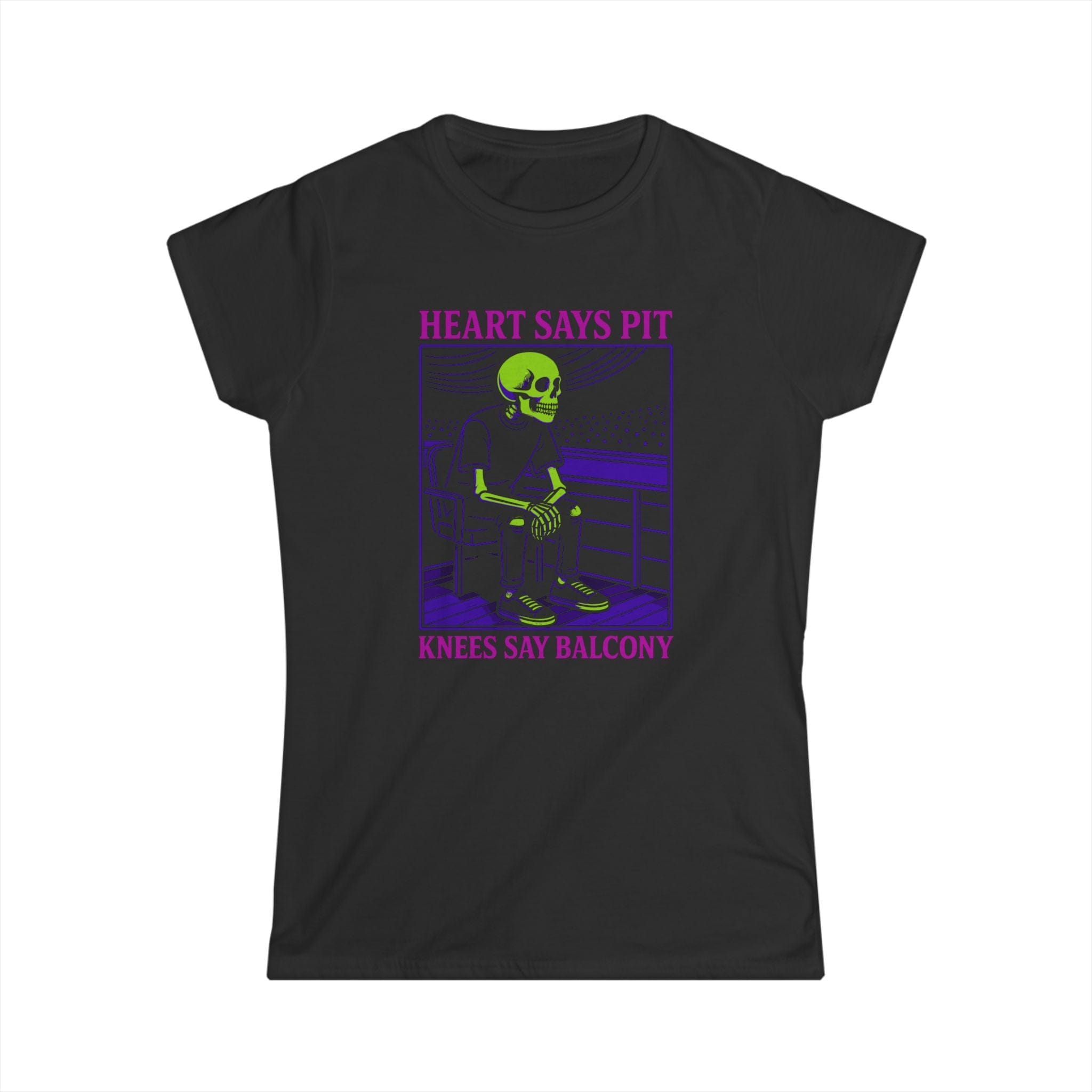 Heart Says Pit, Knees Say Balcony Neon Edition - Women's Tee S / Black