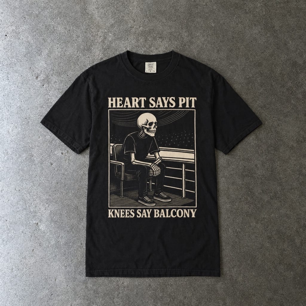 Heart Says Pit, Knees Say Balcony Tee on Comfort Colors Black / S