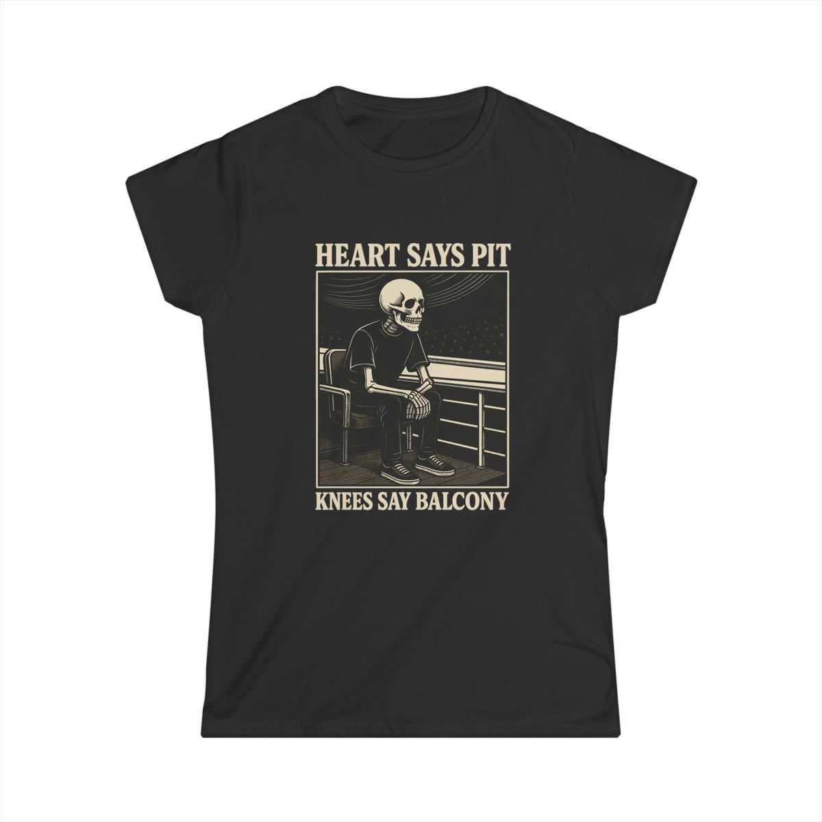 Heart Says Pit, Knees Say Balcony - Women's Tee UK S / Black