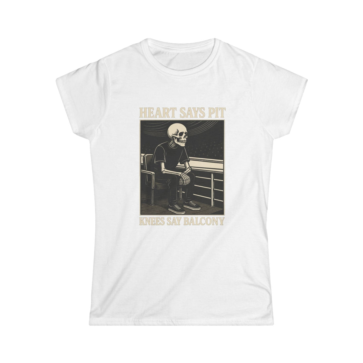 Heart Says Pit, Knees Say Balcony - Women's Tee UK S / White