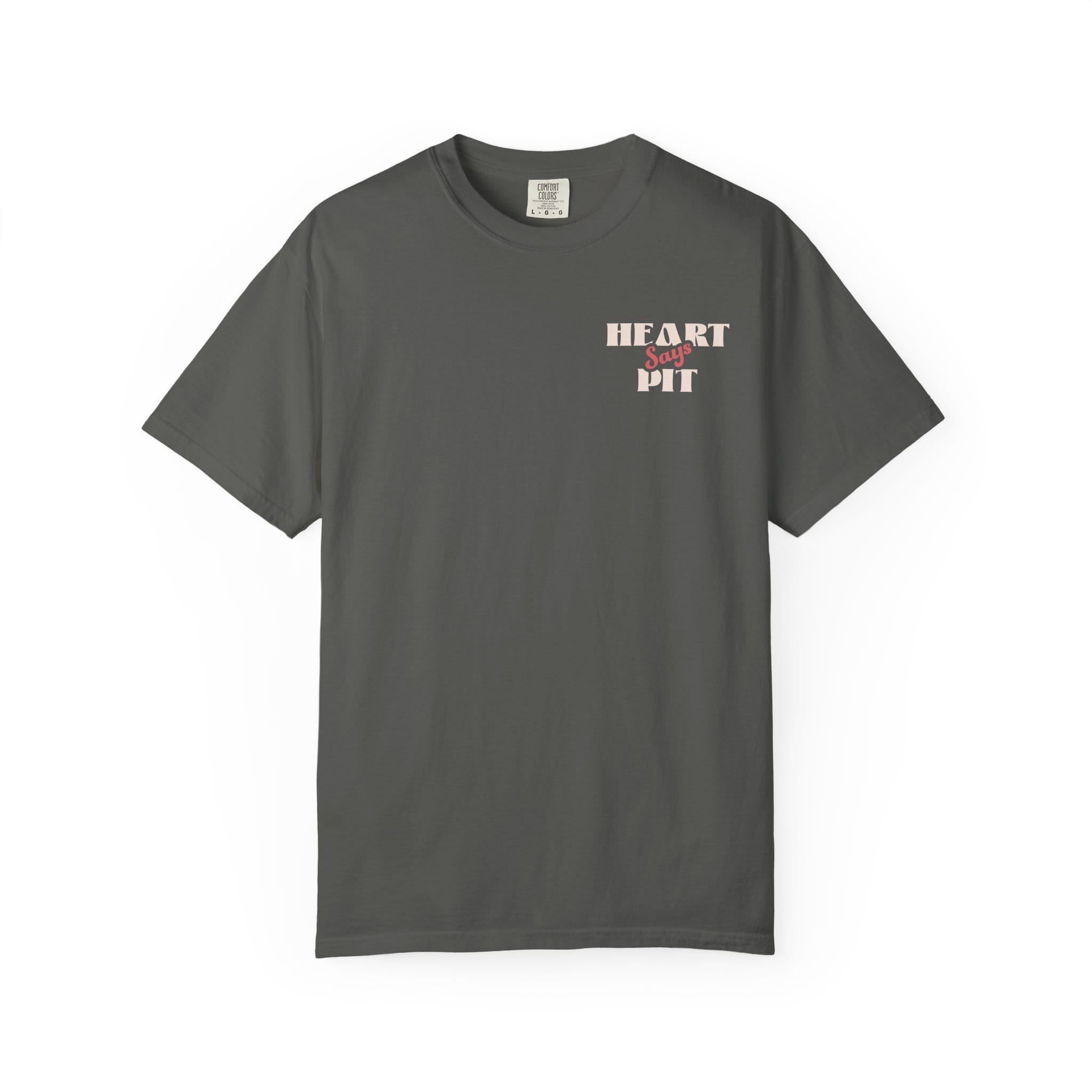 Heart Says Pit, Knees Say Sit Tee on Comfort Colors Pepper / S