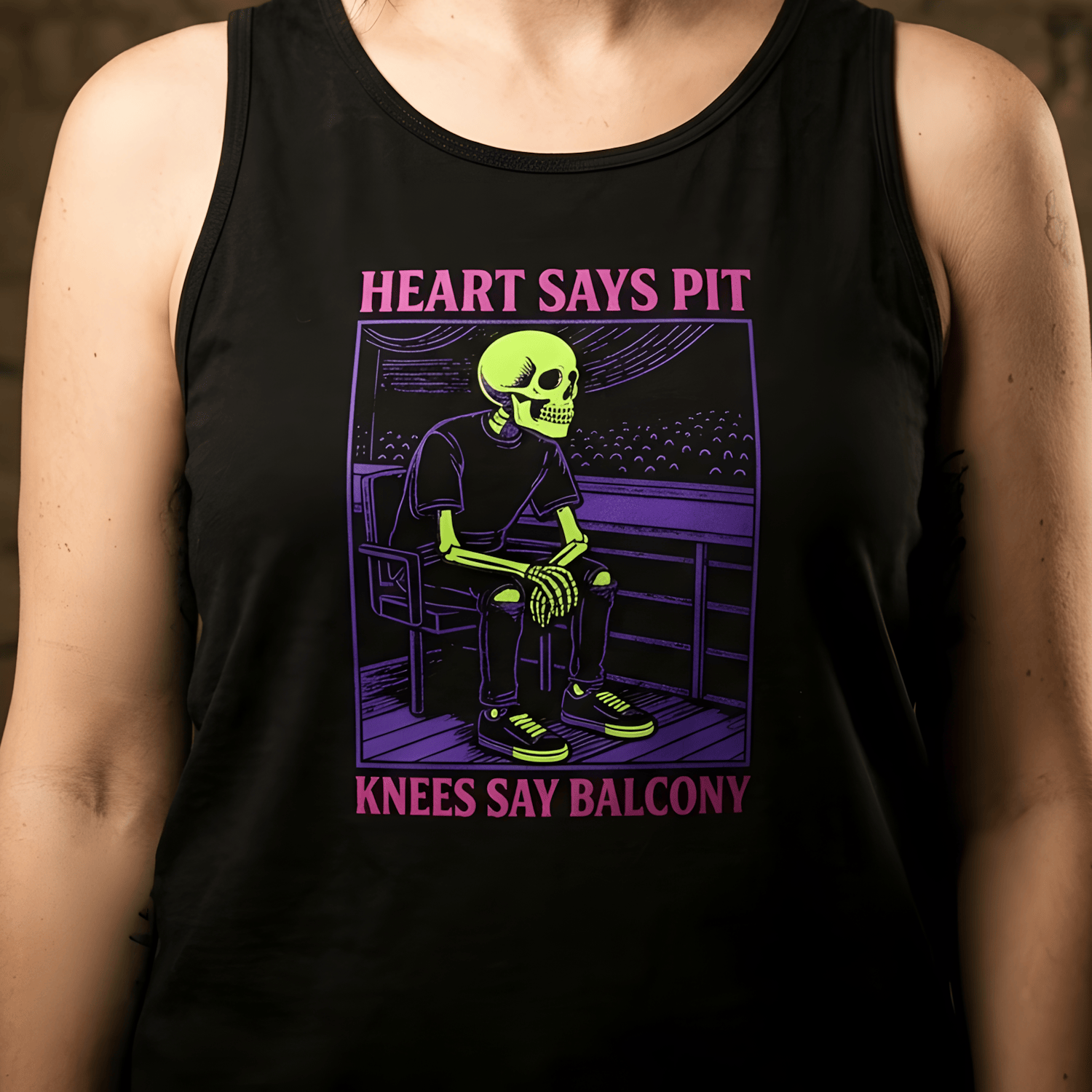 Hearts Say Pit, Knees Say Balcony Neon Edition Tank