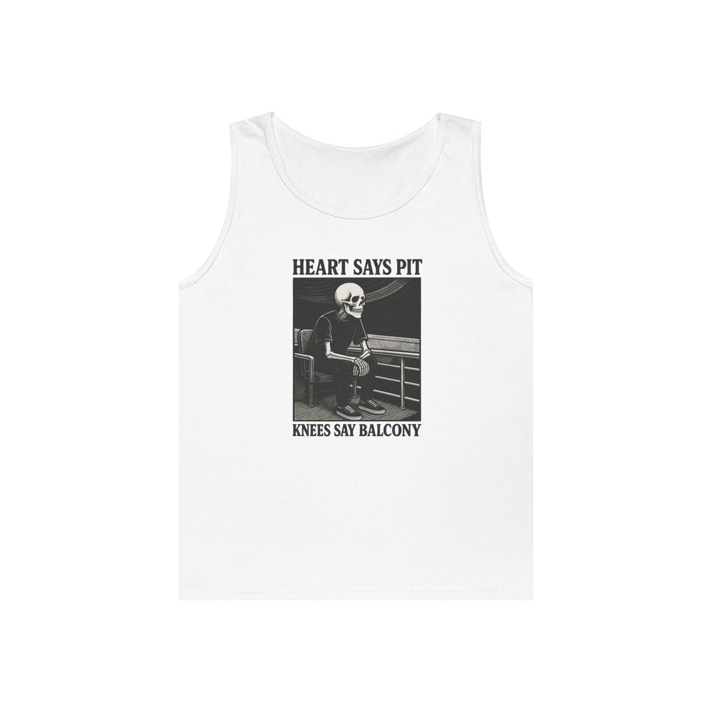Hearts Say Pit, Knees Say Balcony Tank S / White