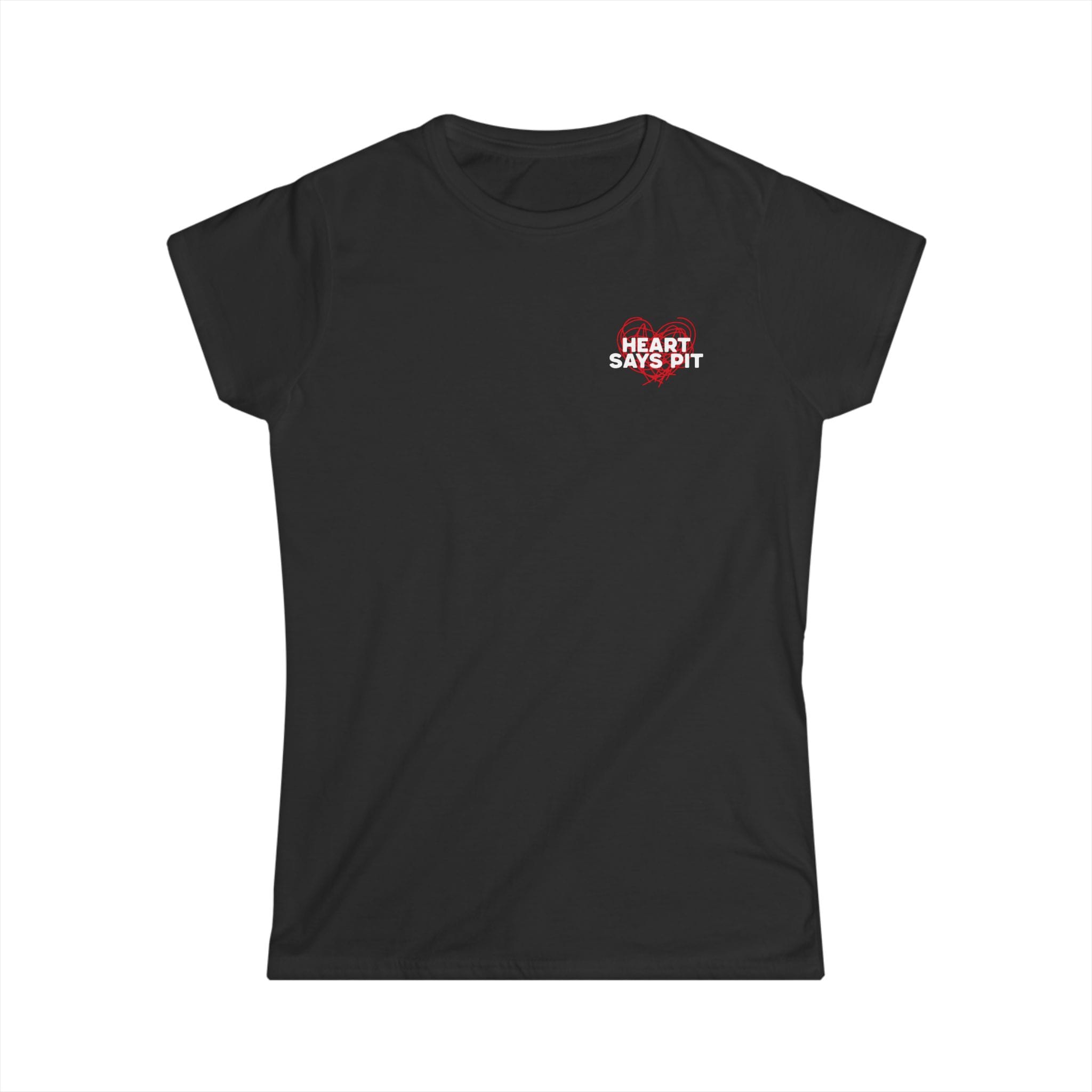 Hearts Says Pit, Back Says Balcony - Women's Tee S / Black