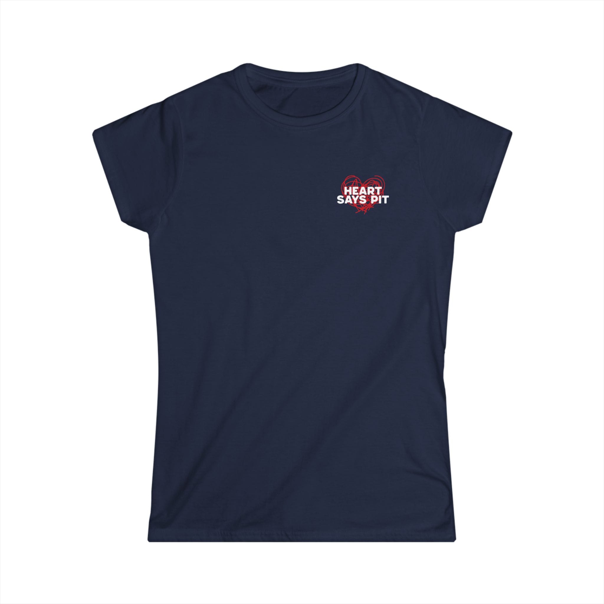 Hearts Says Pit, Back Says Balcony - Women's Tee S / Navy