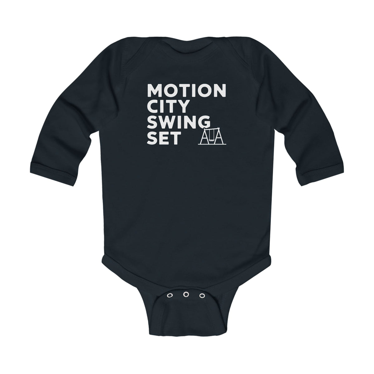 Motion City Swing Set - Long Sleeve Onesie UK Black / NB (0-3M)