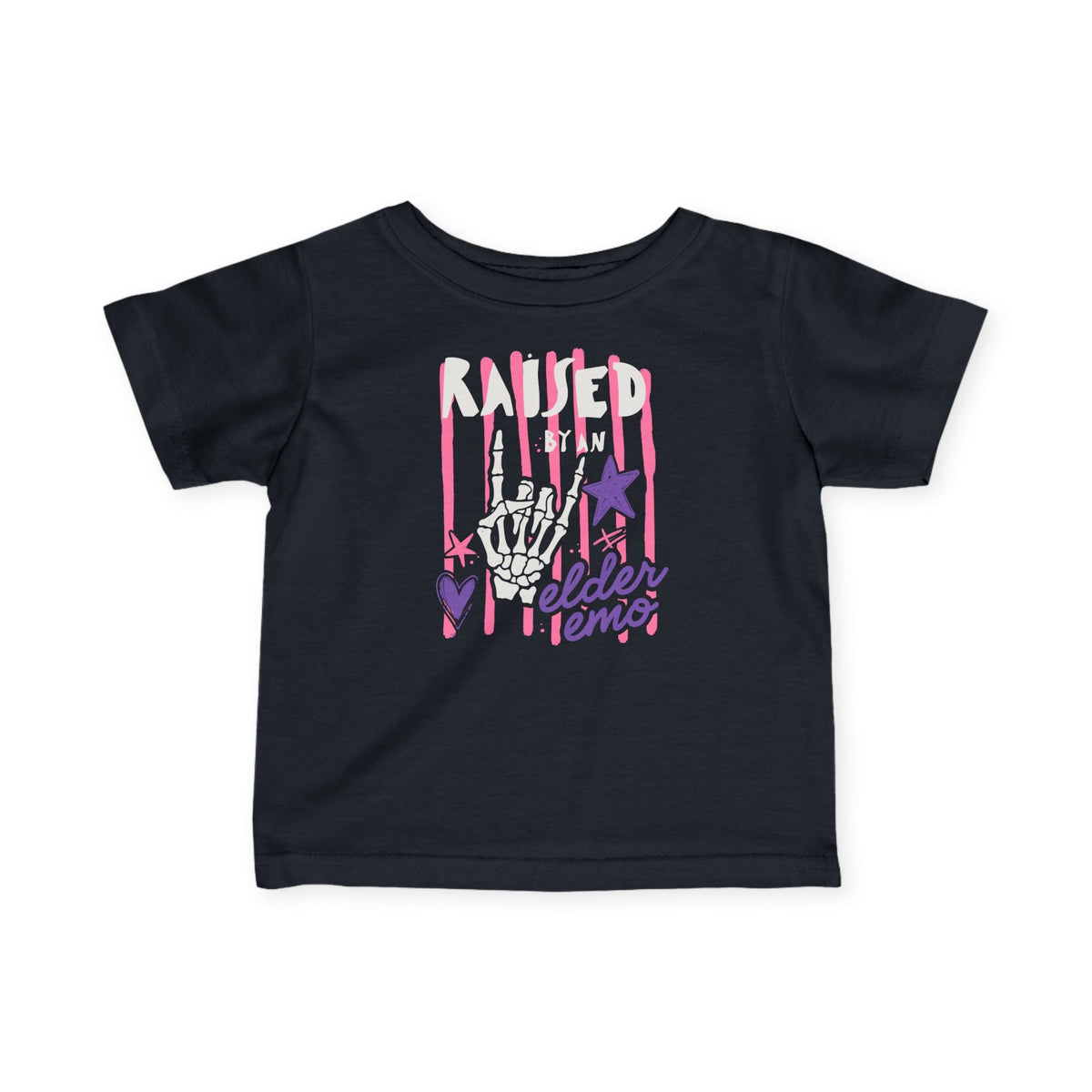 Raised by an Elder Emo 2.0 Baby Tee Black / 6M