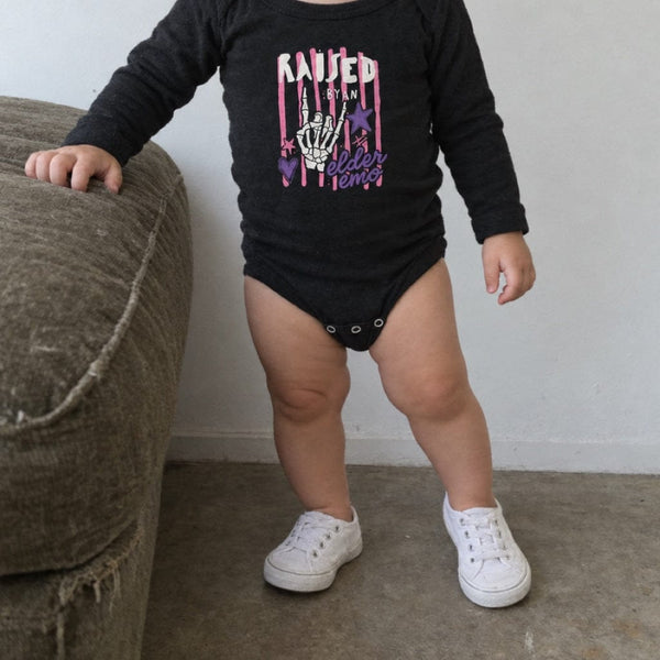 Raised by an Elder Emo 2.0 Long Sleeve Bodysuit