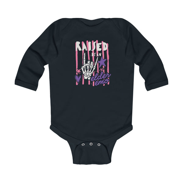 Raised by an Elder Emo 2.0 Long Sleeve Bodysuit Black / NB (0-3M)