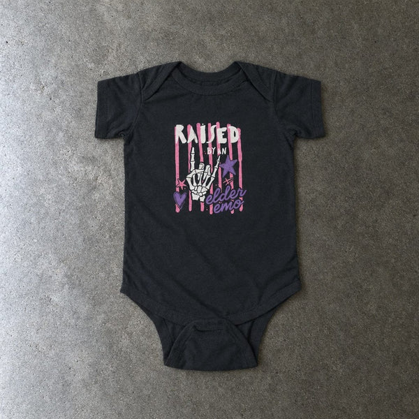 Raised by an Elder Emo 2.0 Onesie Black / NB (0-3M)