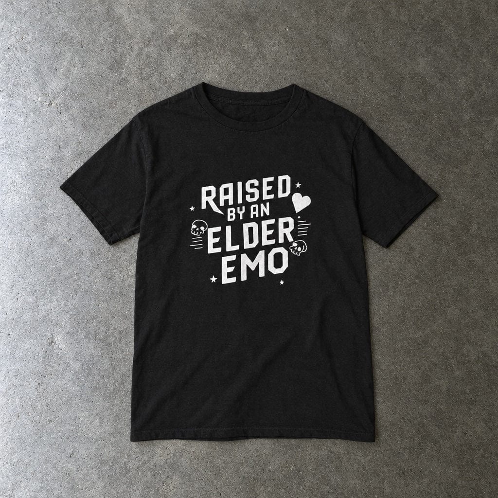 Raised by an Elder Emo - Youth Tee UK XS / Black