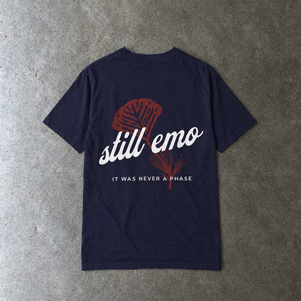 Still Emo Flower Tee on Comfort Colors True Navy / S