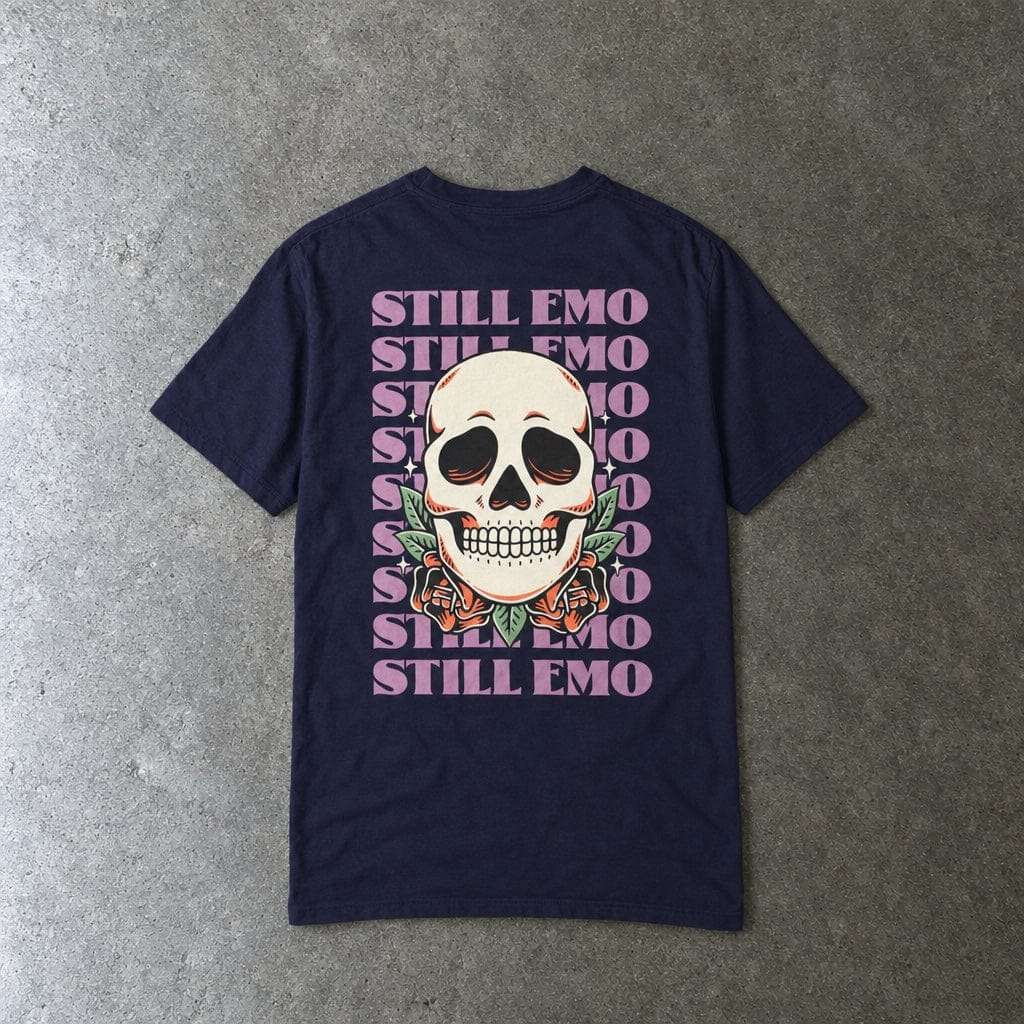 Still Emo Skull Tee on Comfort Colors True Navy / S